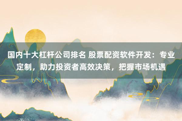 国内十大杠杆公司排名 股票配资软件开发：专业定制，助力投资者高效决策，把握市场机遇