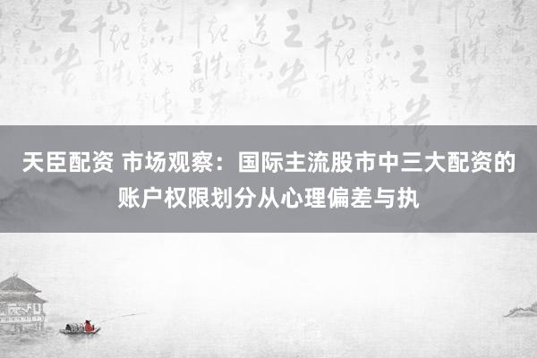 天臣配资 市场观察：国际主流股市中三大配资的账户权限划分从心理偏差与执